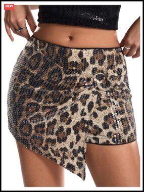 SHENHE Women's Glitter Shiny Skort Wrap Skirt Party Rave Sparkle Shorts